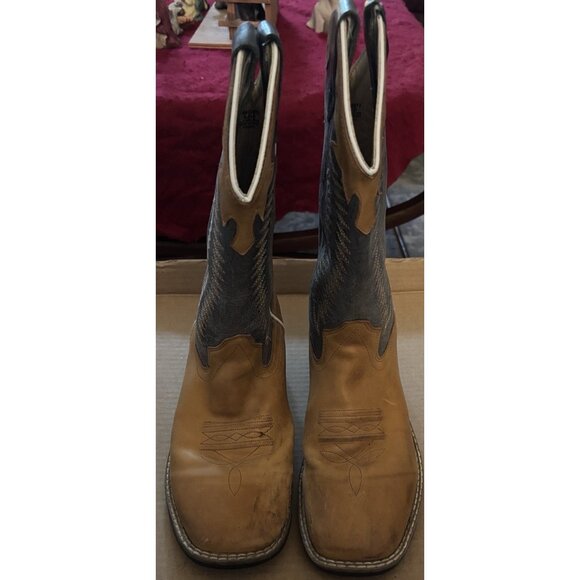 Cody James TAN/BLUE Square Toe Western Cowboy Boots BIG KID Size 6D - Picture 3 of 6